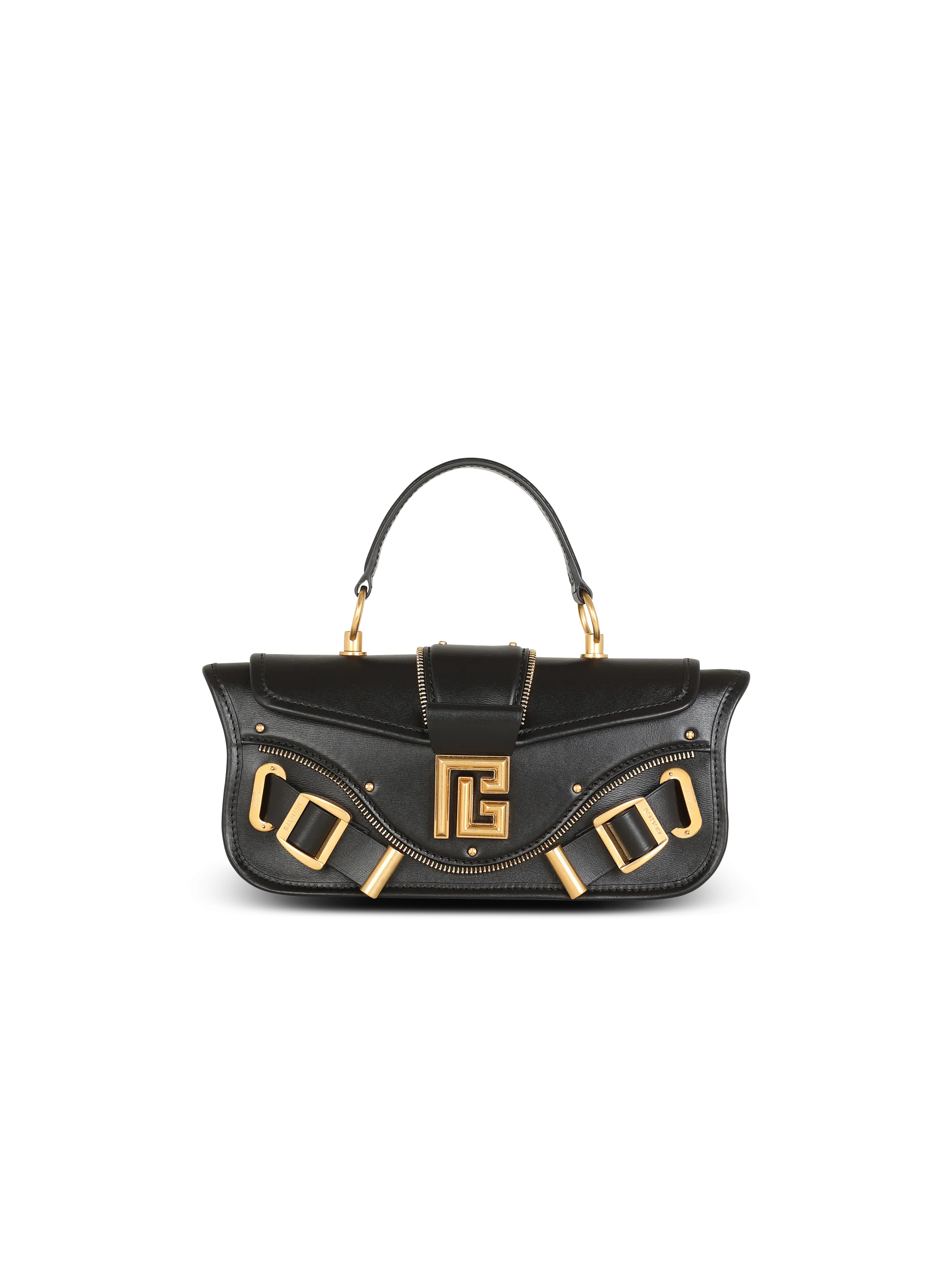 BALMAIN  Sac pochette blaze en cuir lisse - Noir