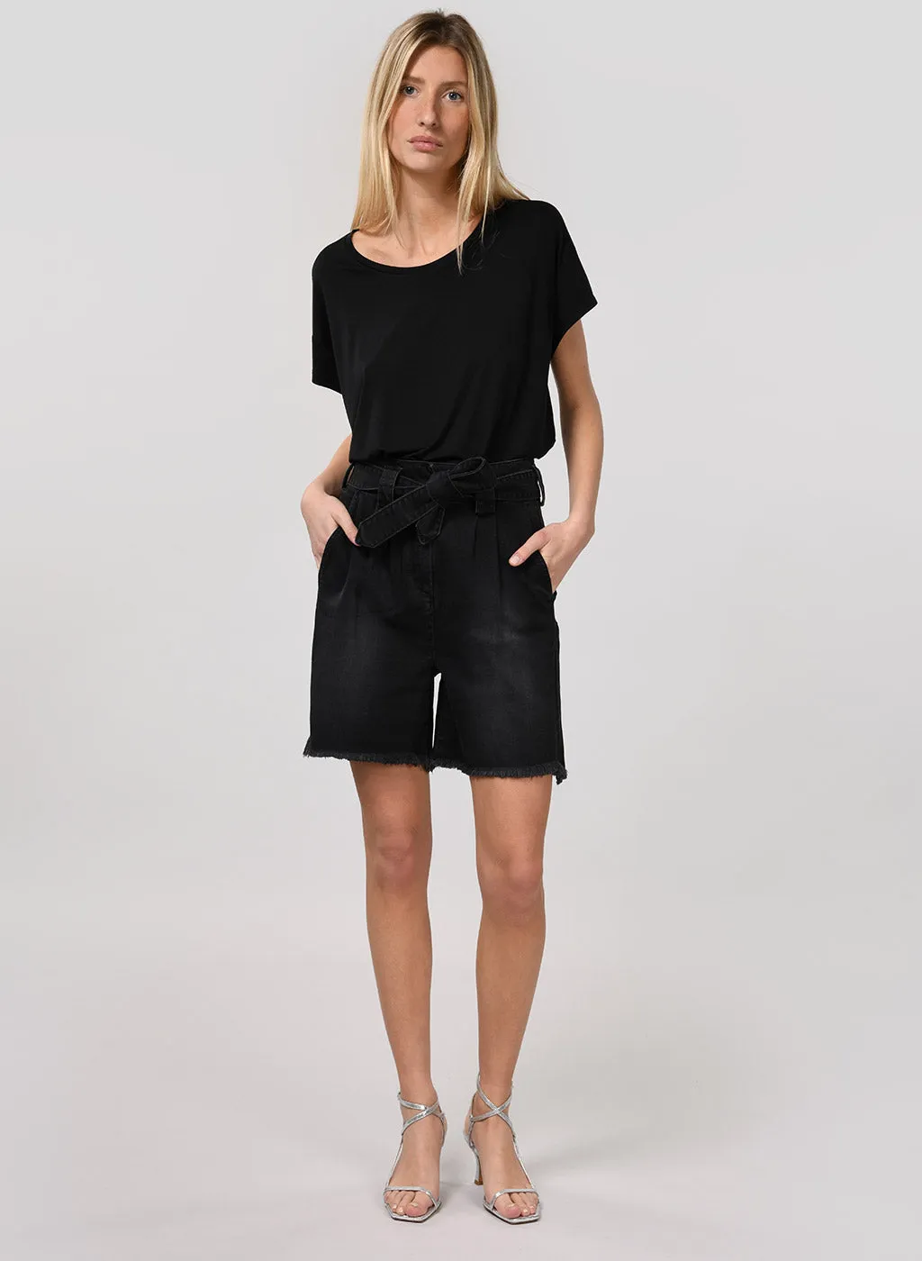 Bermuda Folco noir en coton