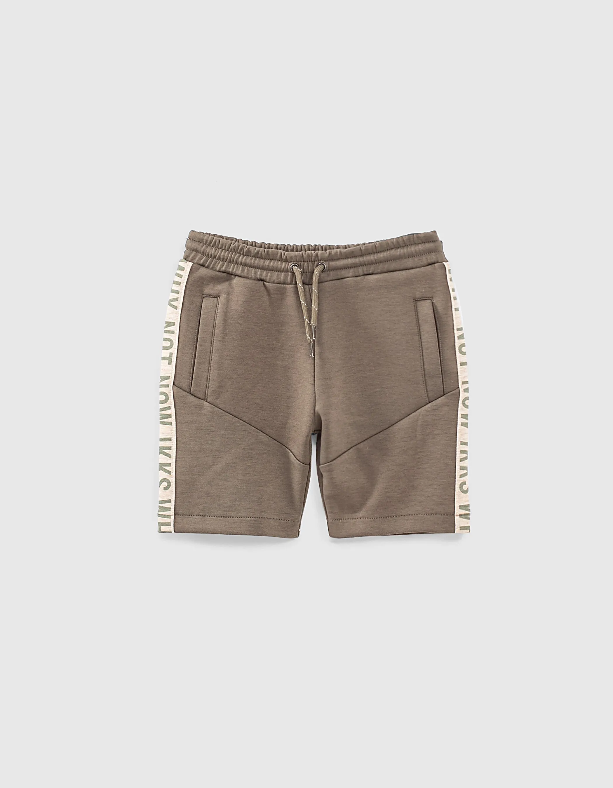 Bermuda kaki foncé molleton avec typo côtés garçon 