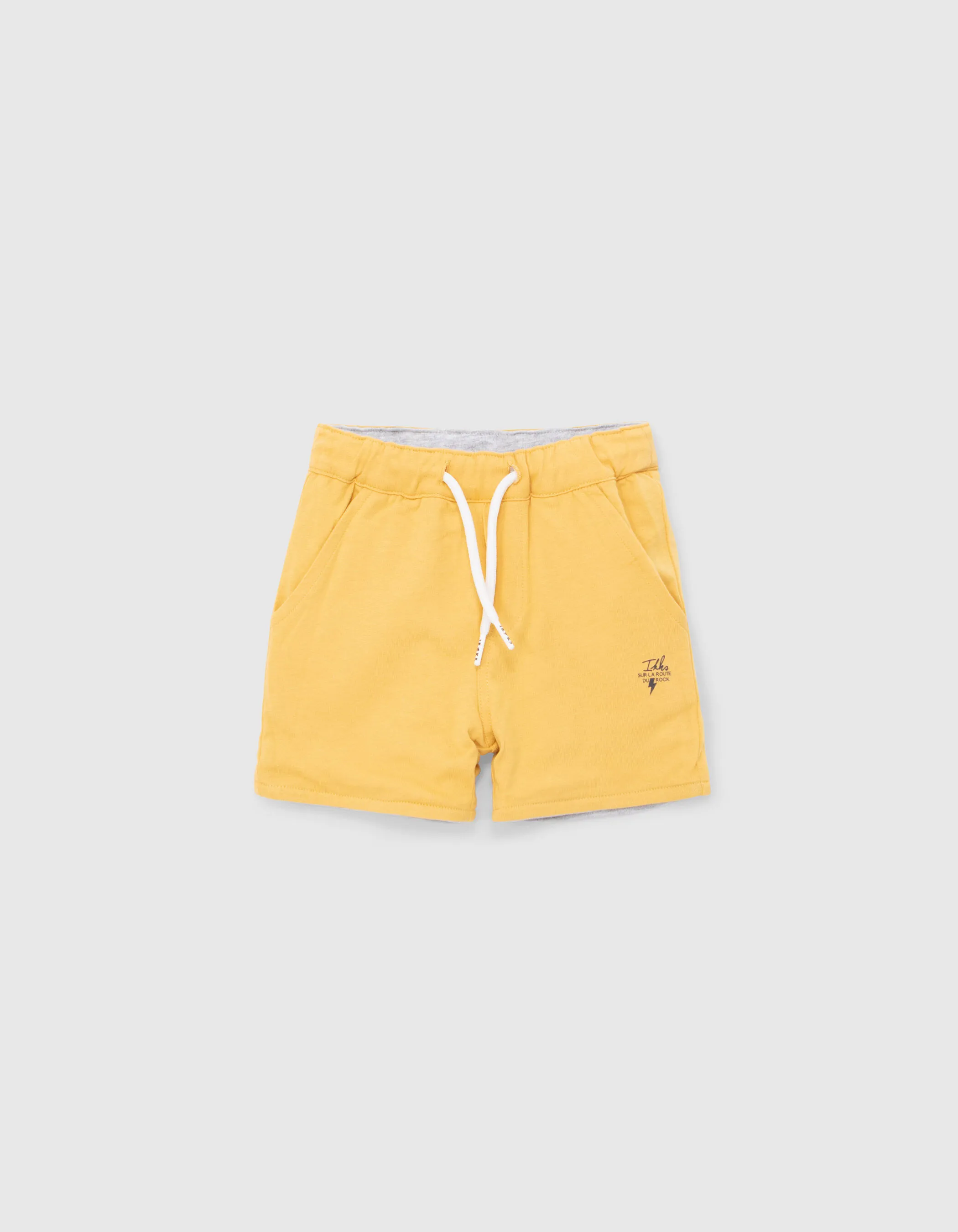 Bermuda réversible jaune et gris molleton bébé garçon