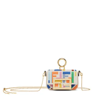Bijou de sac Nano Baguette - Bijou de sac en toile beige | Fendi