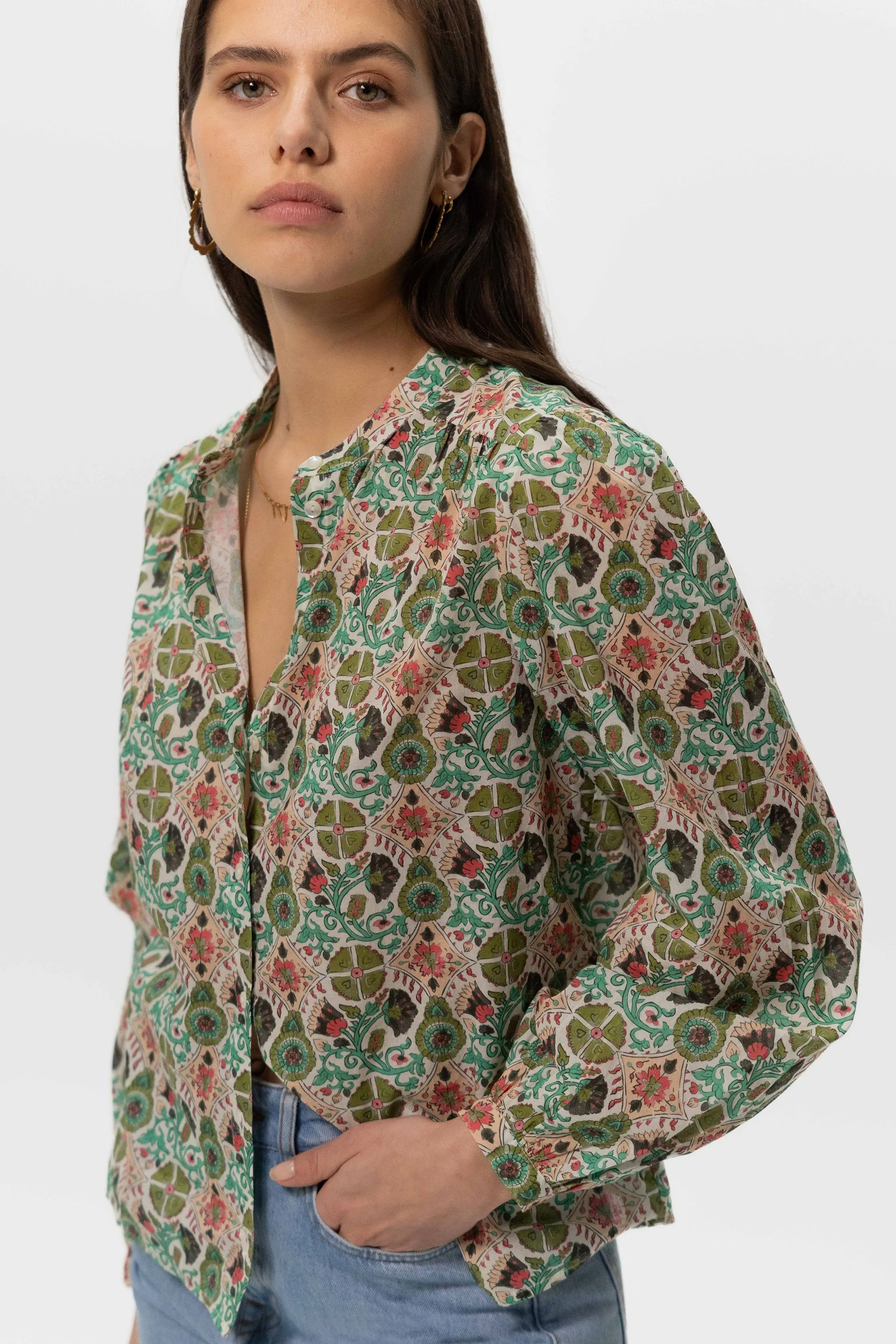 Blouse avec imprimé - vert