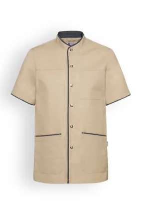 Blouse Beauté Homme - Boutonnée biscuit/anthracite
