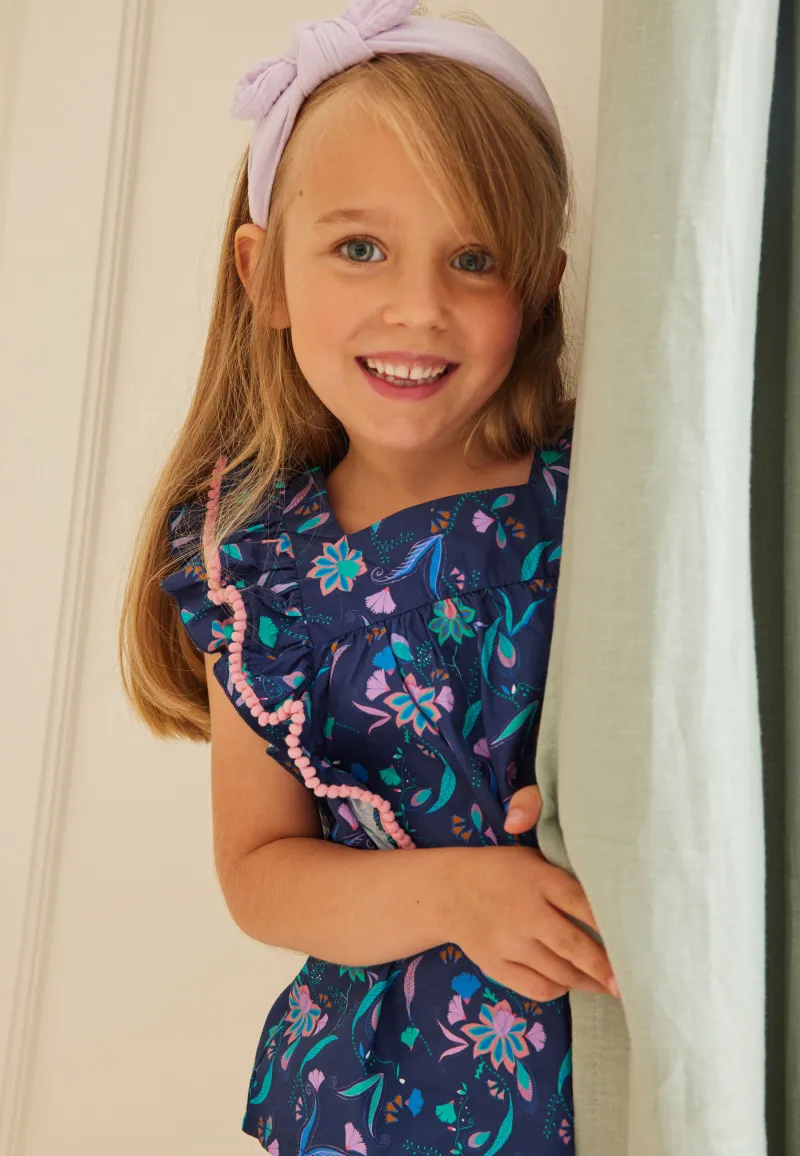 Blouse fille Mumbai bleu foncé - PETIT BEGUIN