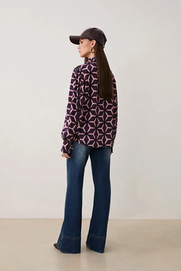Blouse fluide à imprimé géométrique