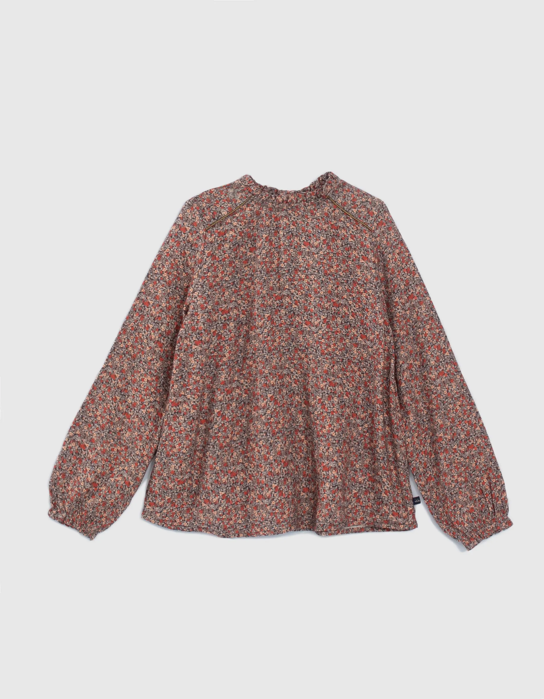 Blouse navy imprimé micro-fleurs fille