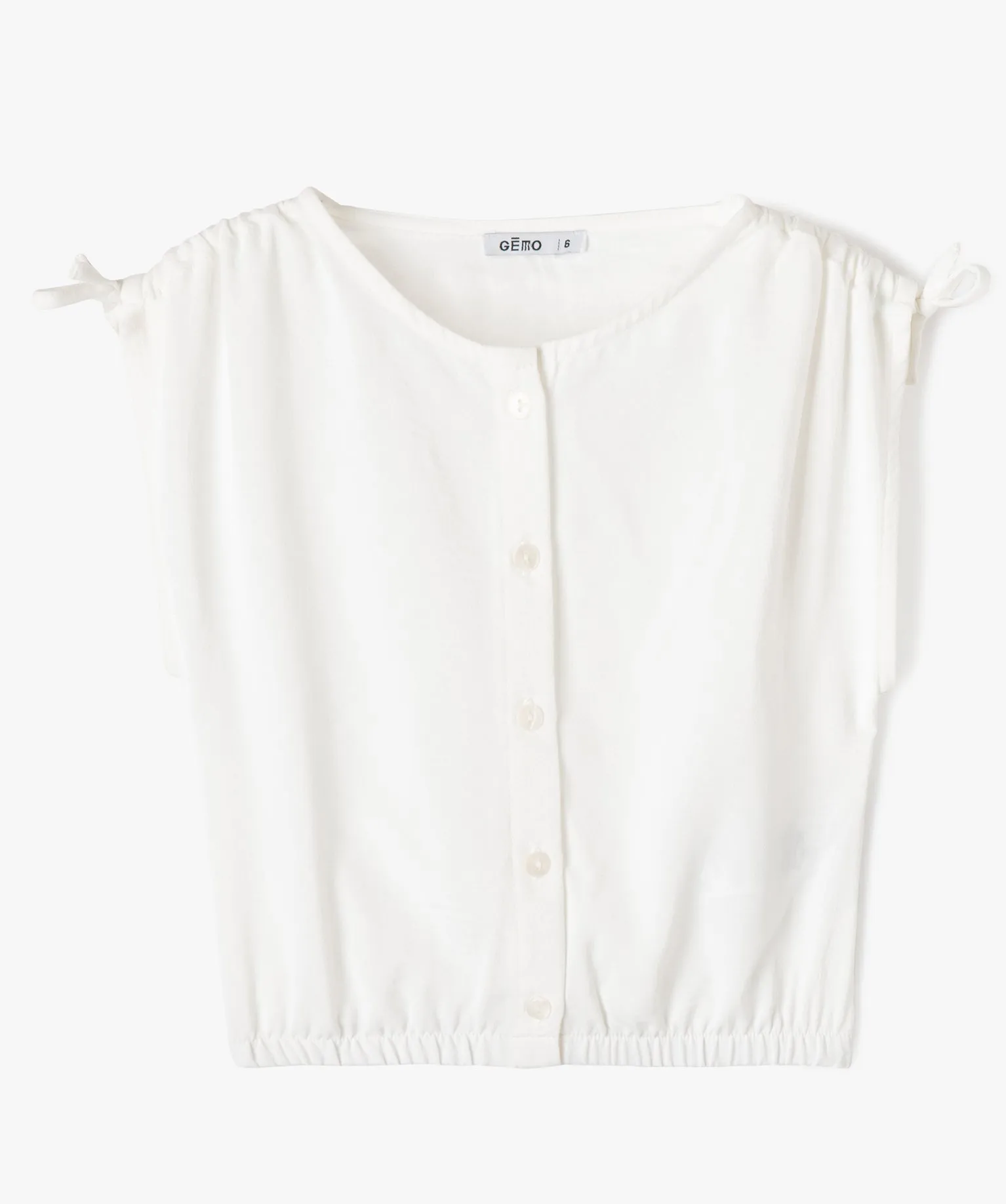 blouse sans manches avec epaules froncees fille beige