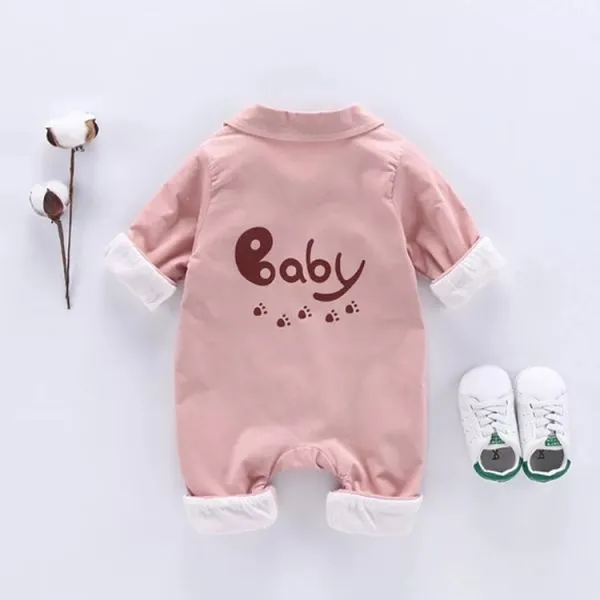 Body hiver pour bébé col chemise et badges ourson brodés