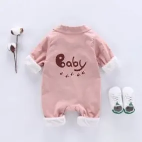 Body hiver pour bébé col chemise et badges ourson brodés