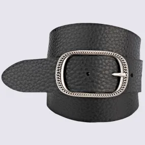 Ceinture Bernd Götz, ceinture métallisée femme en cuir noir I Igert Chausseur&Maroquinier