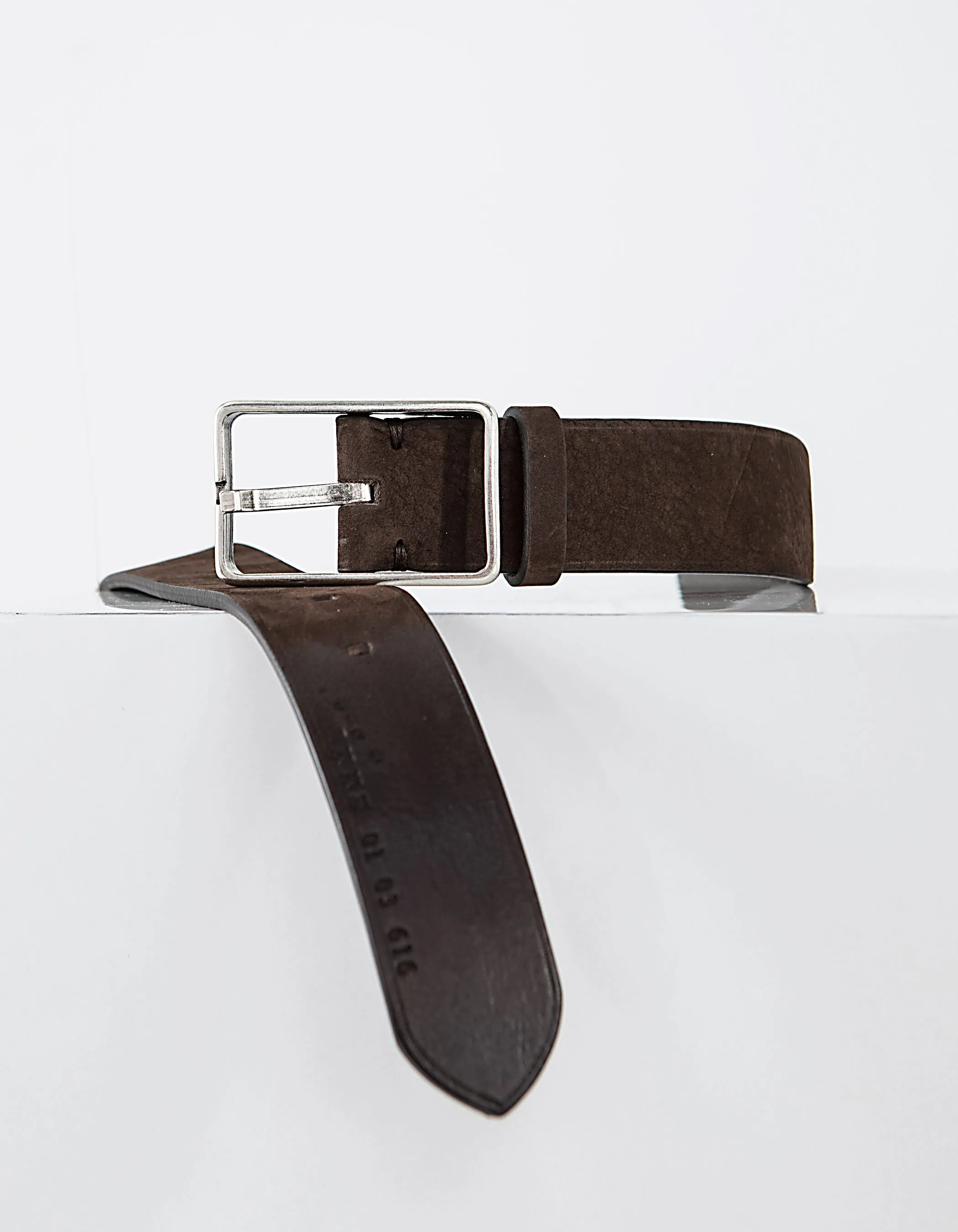 Ceinture dark choco en cuir nubuck Homme