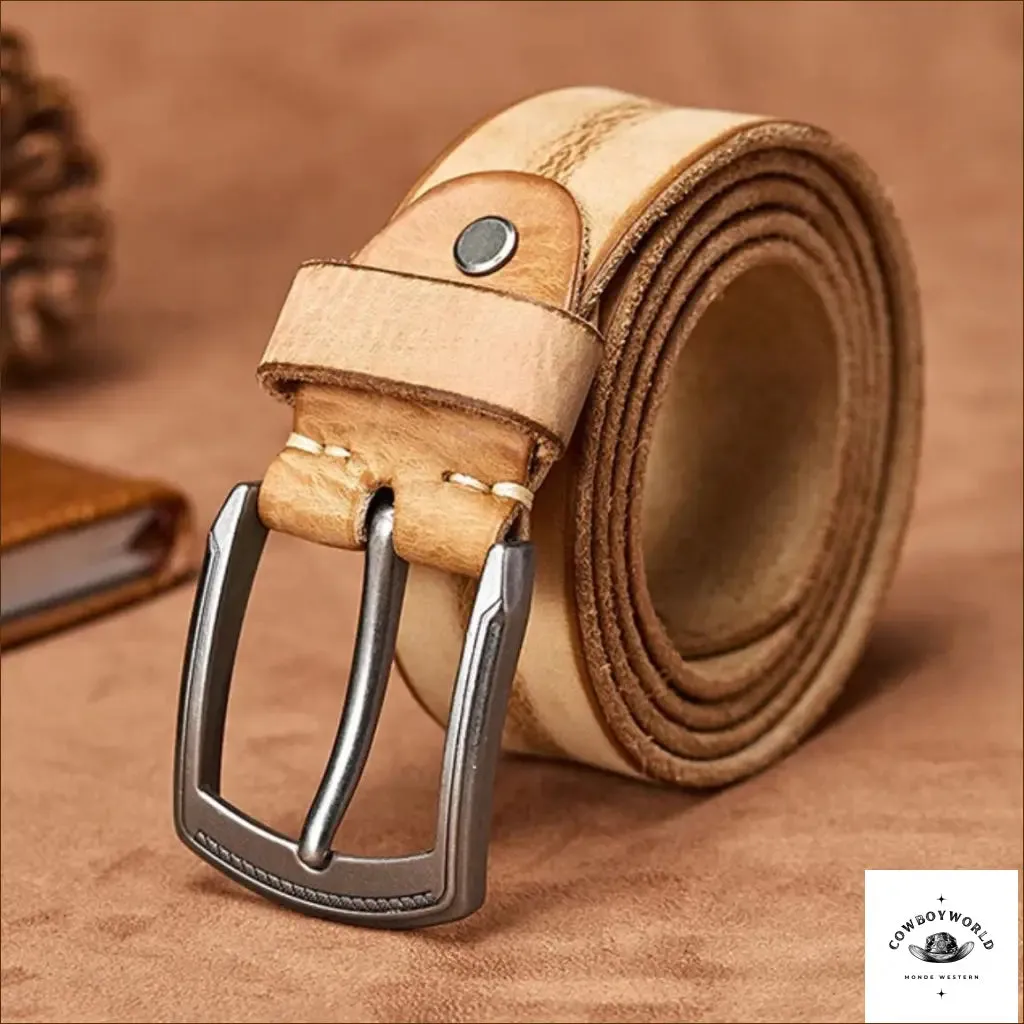 Ceinture en Cuir Marron Homme Western