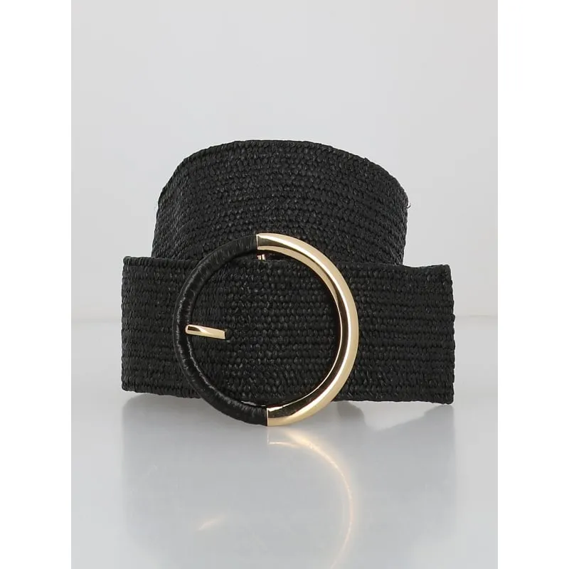Ceinture en paille straw waist beige femme - Pieces | wimod