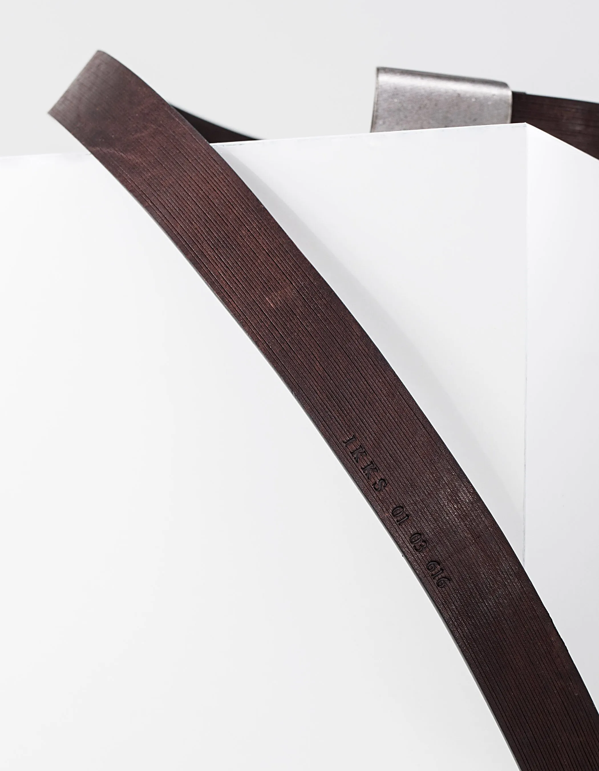 Ceinture marron en cuir nervuré Homme