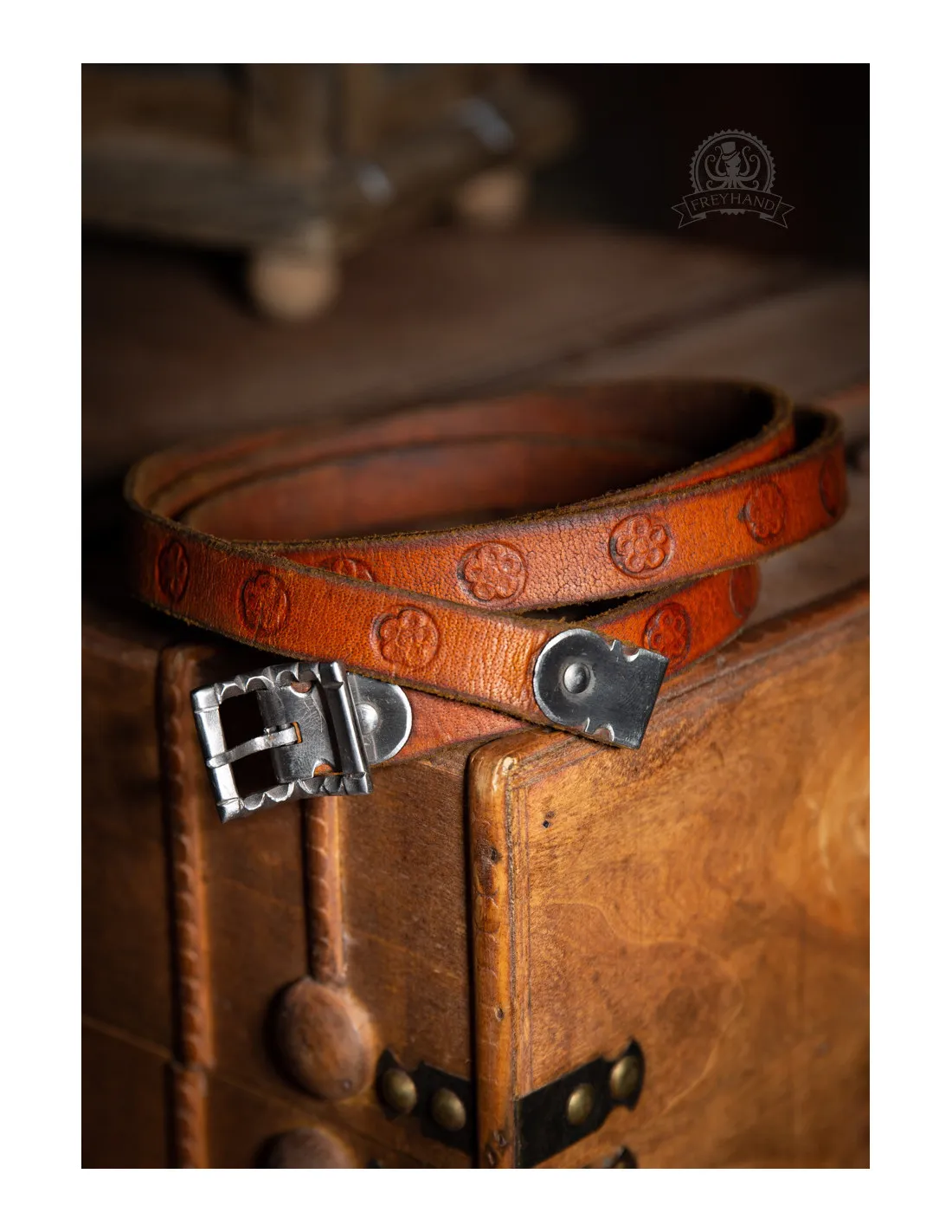 Ceinture Médiévale Étroite Oswald - Marron Clair ⚔️ Boutique Épées