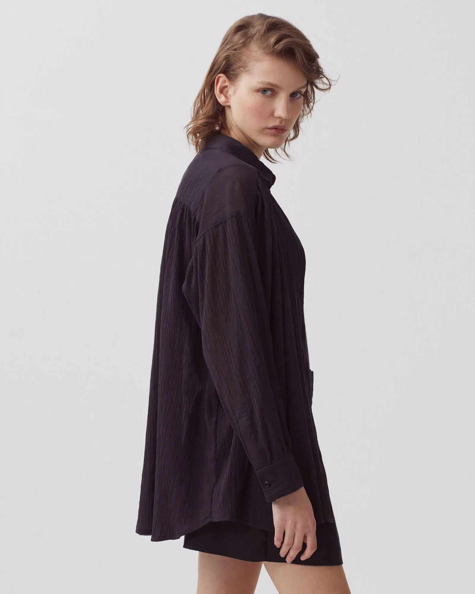 Chemise en coton froissé