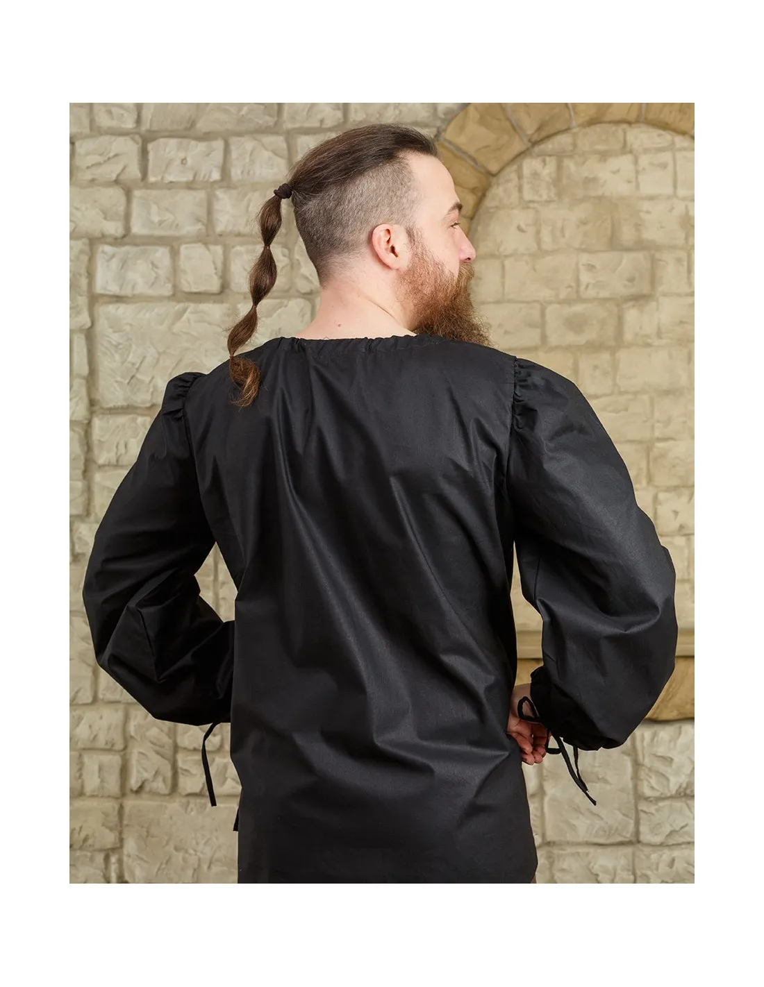 Chemise médiévale modèle Rafael, coton noir ⚔️ Boutique Épées