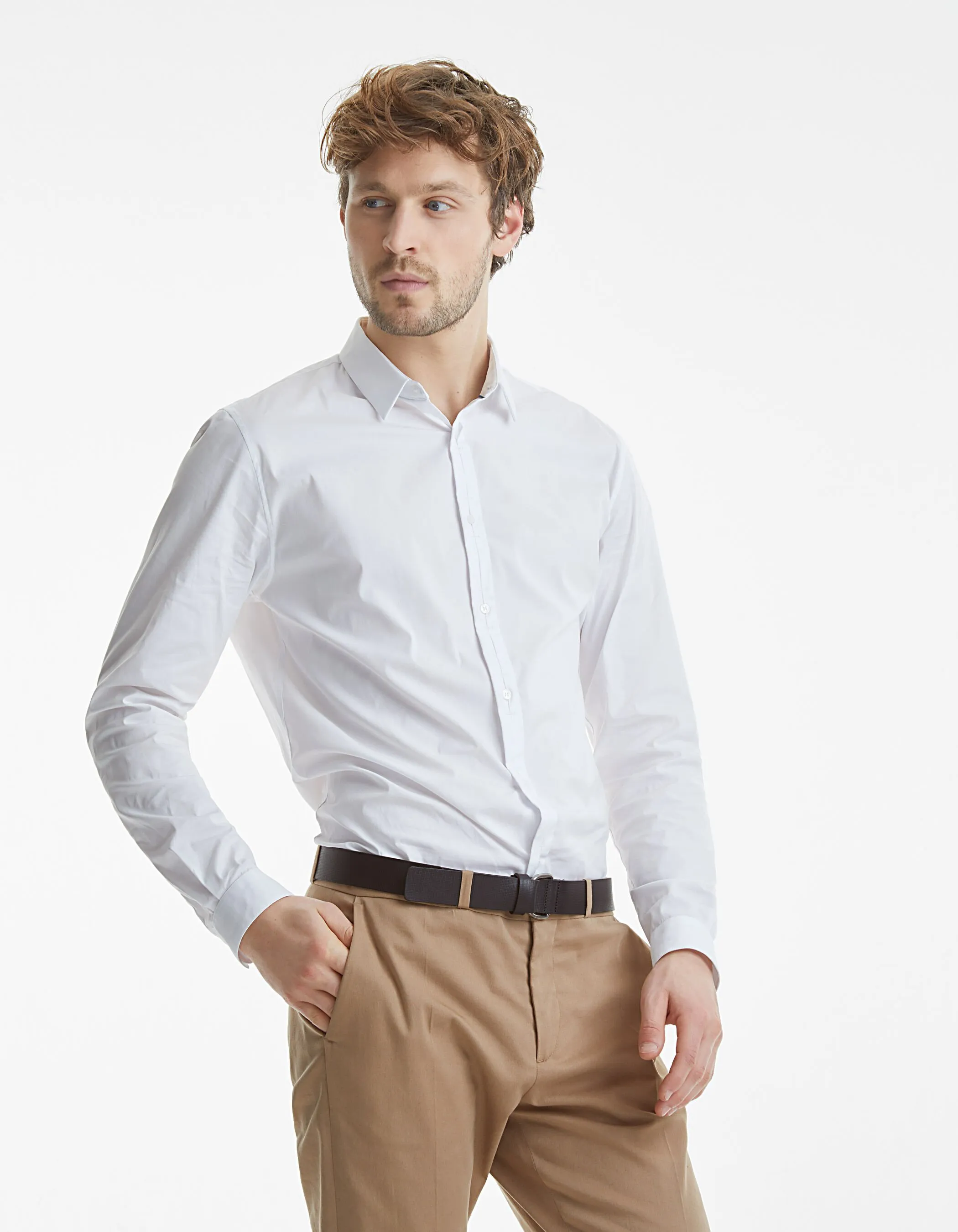 Chemise slim longue tissu Albini® Homme