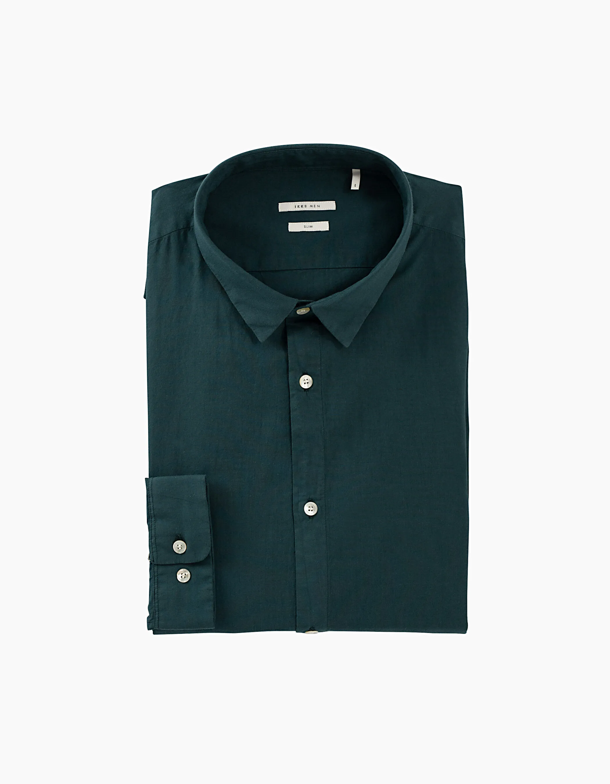 Chemise slim vert pétrole en voile Homme