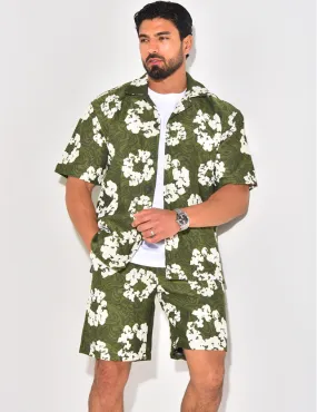 Ensemble short et chemise à fleurs / 63081 - JEANS INDUSTRY