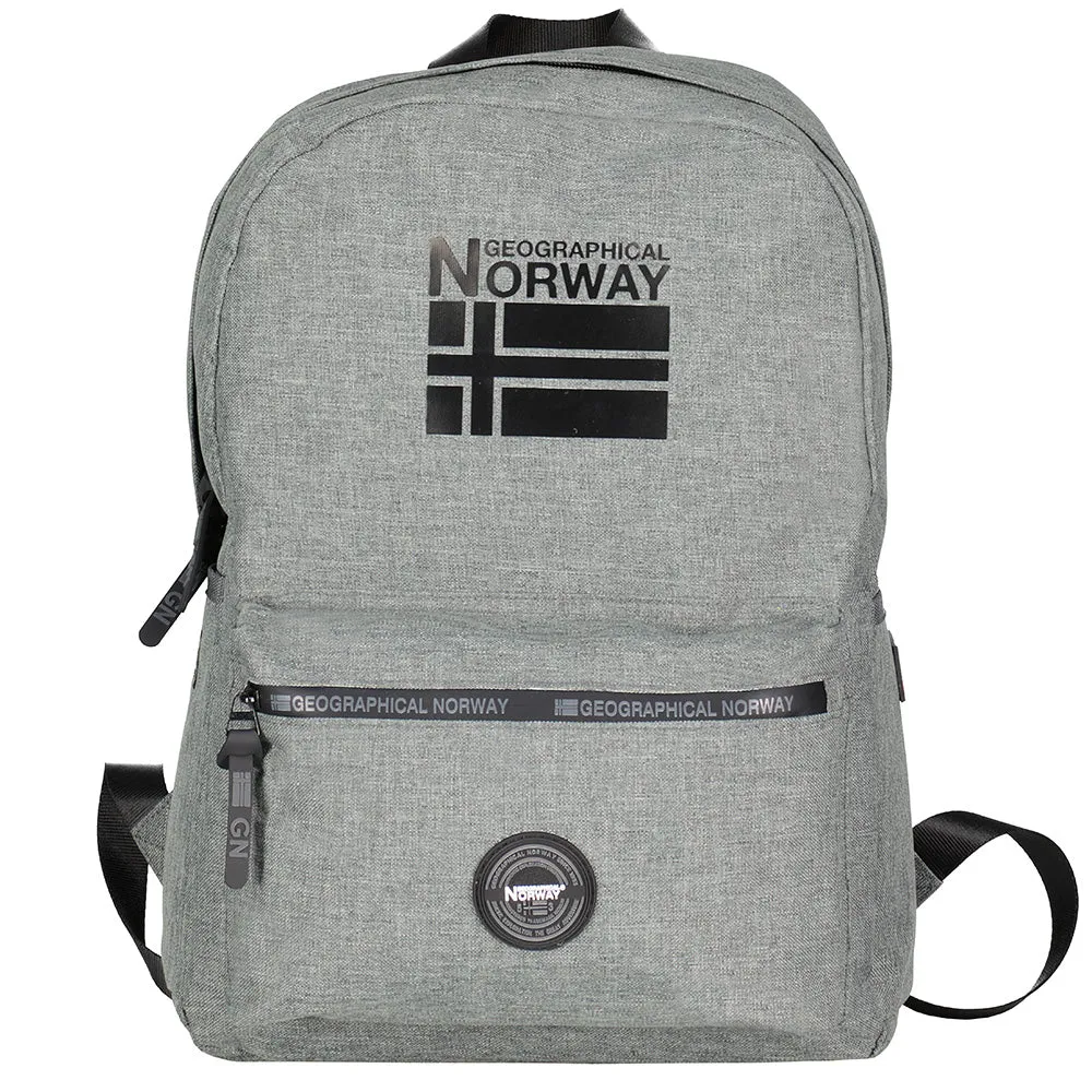 Geographical Norway Santos - Sac à Dos avec Poche Frontale Zippée, Impressions et Drapeau Gris