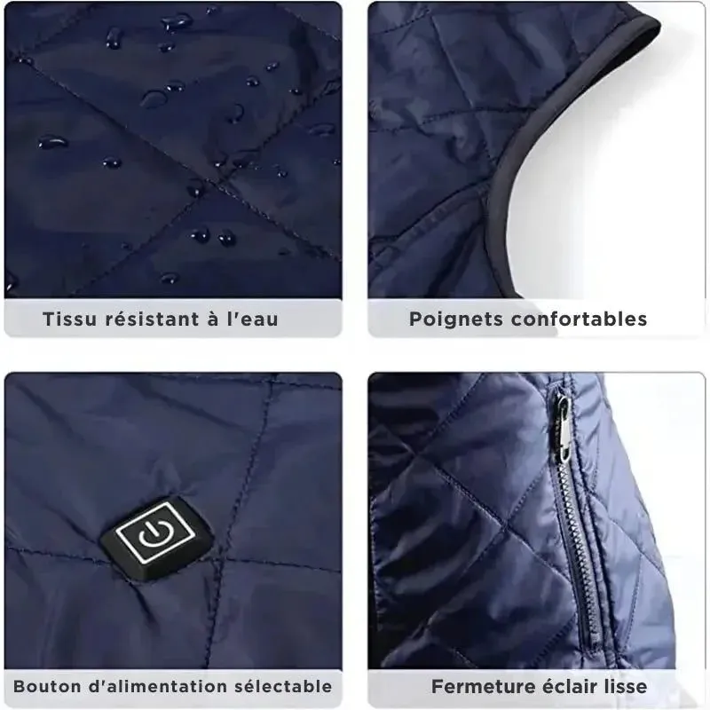 Gilet chauffant pour femme double contrle avec 9 zones de chauffe