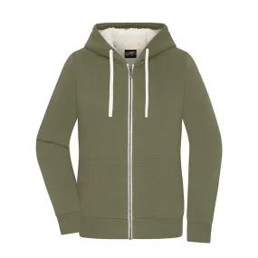 Gilet sweat sherpa - Femme - JN1319 - vert olive 