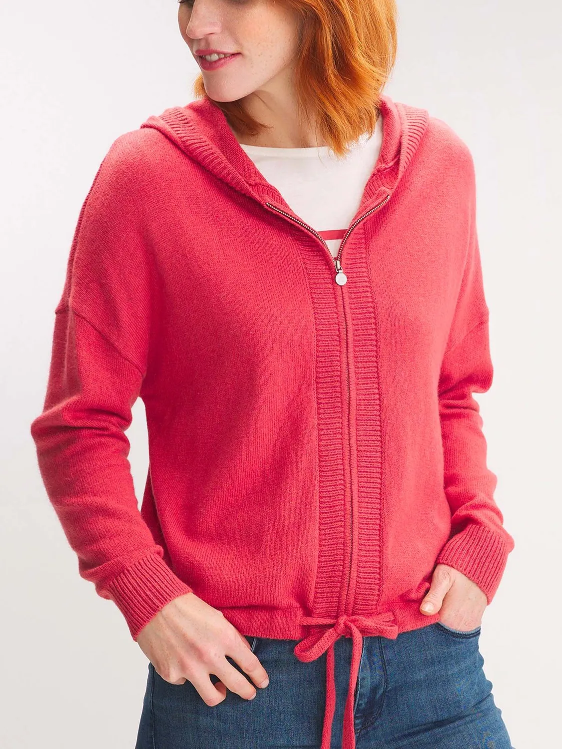 Gilet Zippé Femme Tricot Rose tbs