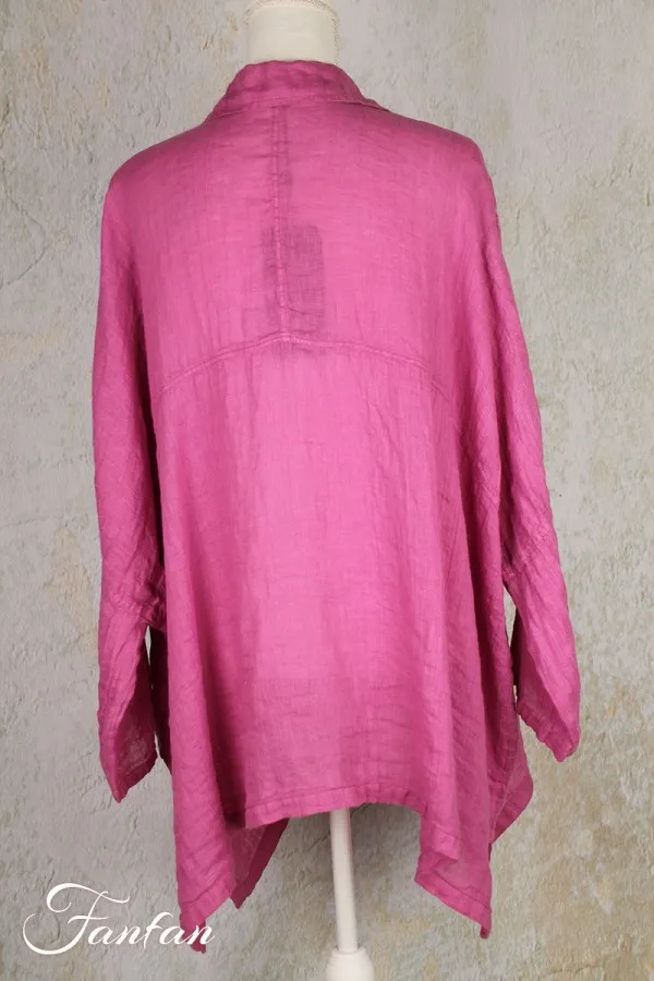 Grizas Blouse en lin fuchsia 52541-L6