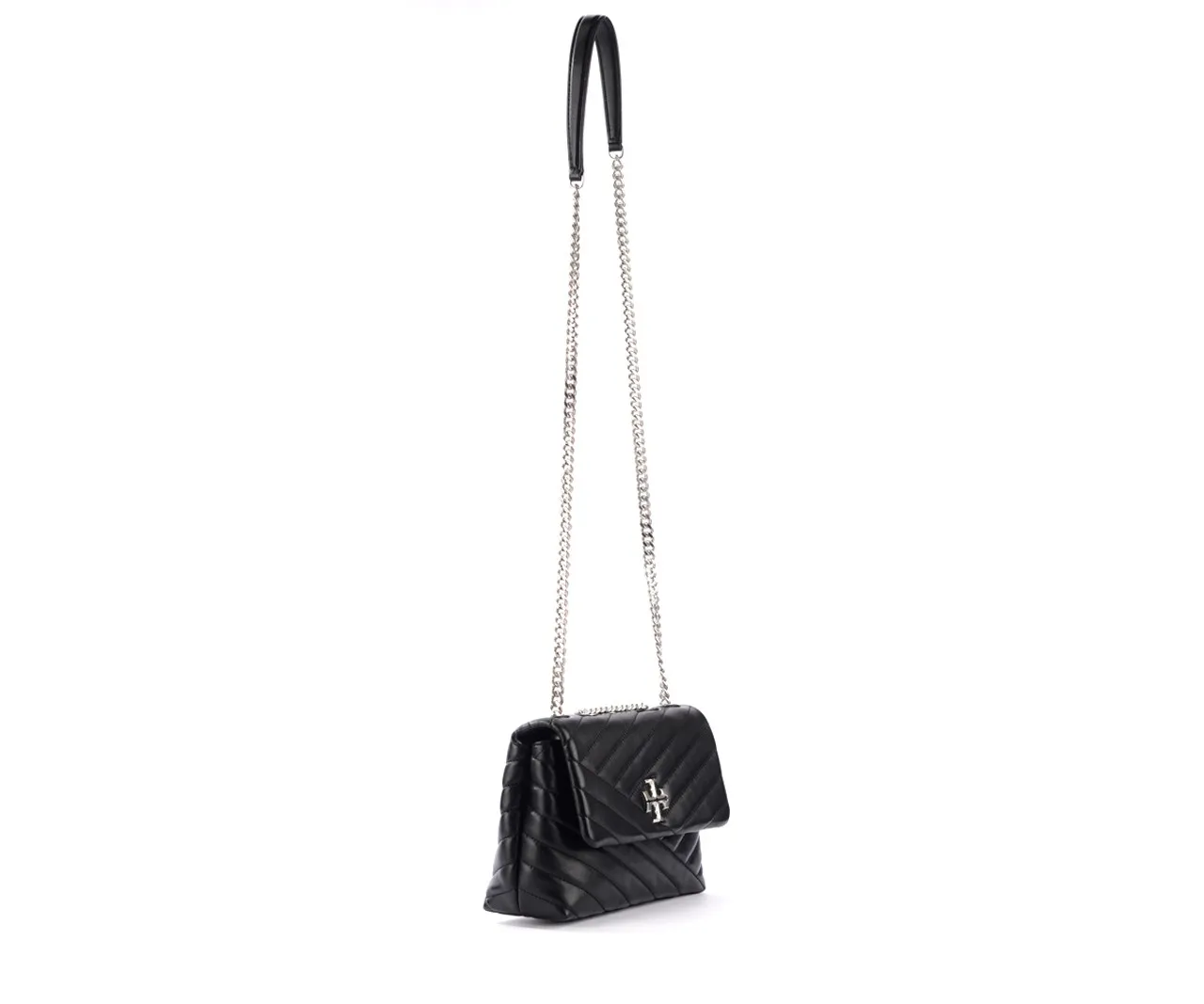 Kira Petit sac à bandoulière en cuir noir avec détails argentés