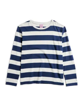 Le tee-shirt Long Willie jersey bio-recyclé Rayures Bleu navy
