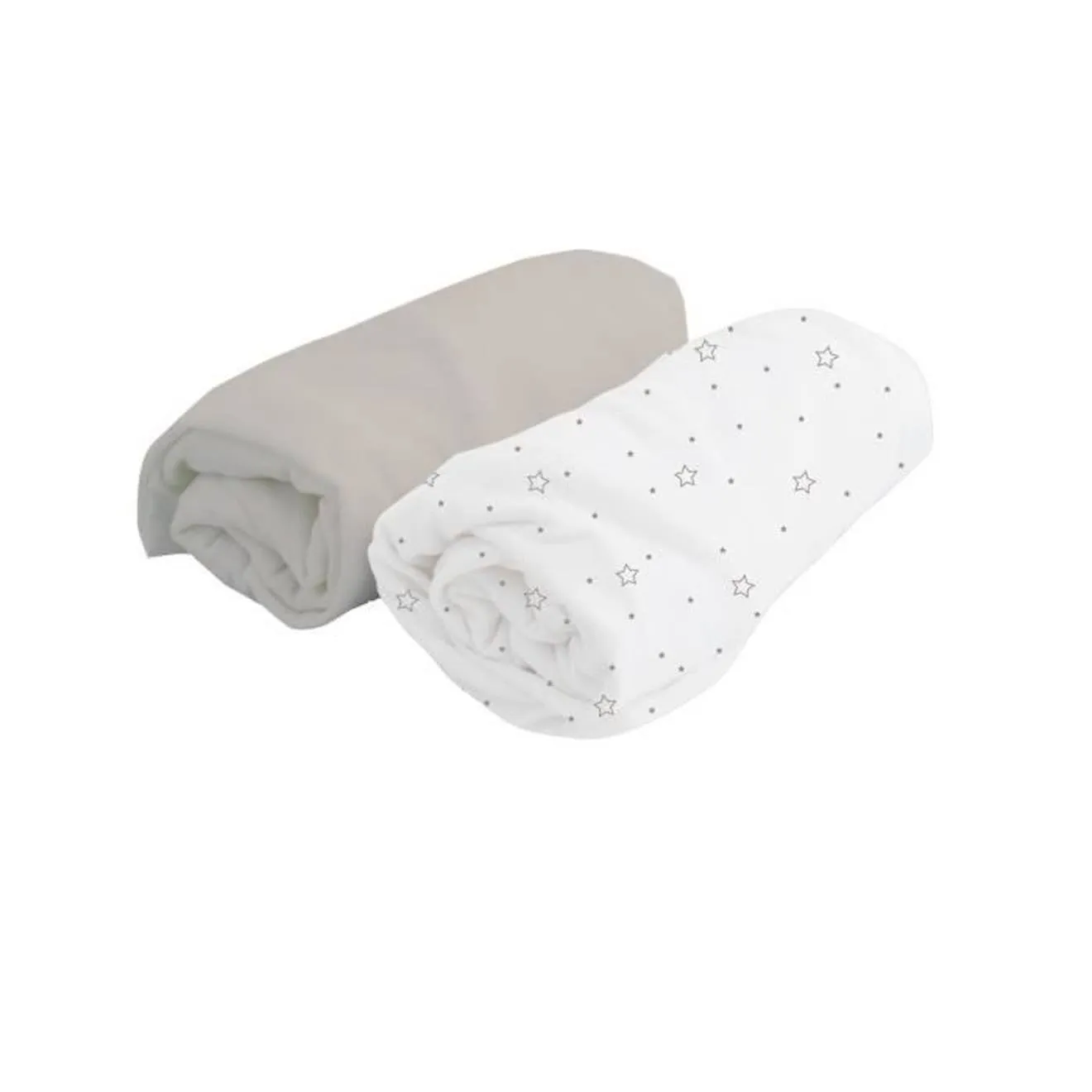Lot 2 Draps housse - DOMIVA - Jersey - Blanc/Perle - 60 x 120 cm blanc - Domiva