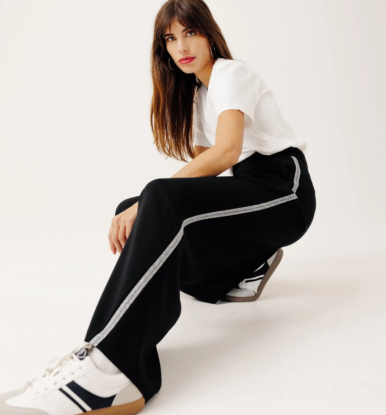 Pantalon large à galon Femme - Noir