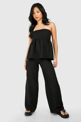 Petite - Pantalon large texturé