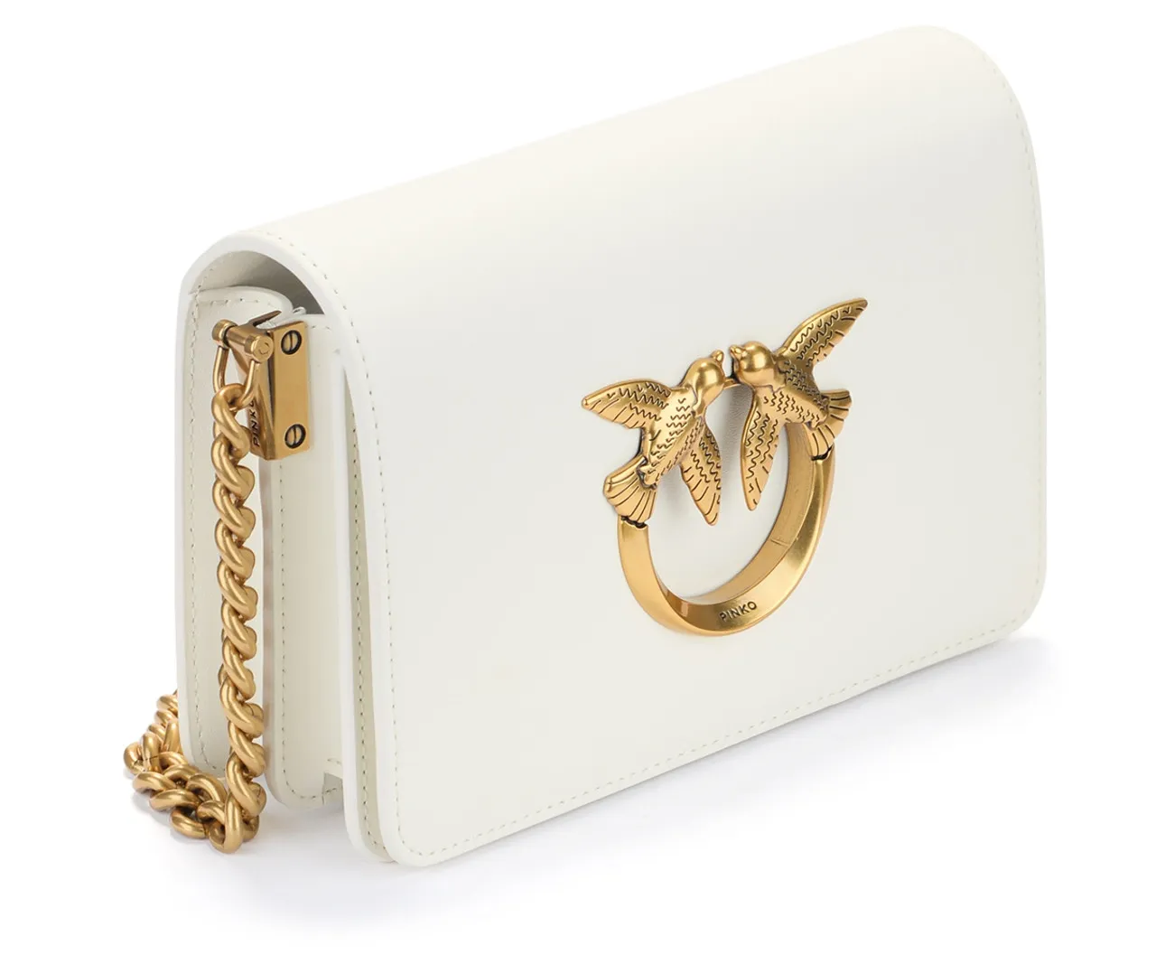 Pinko Sac à bandoulière Love Click Mini en cuir ivoire