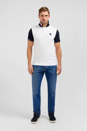 Polo colorblock blanc à manches courtes