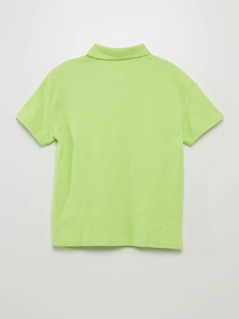 Polo uni en jersey - Vert fluo