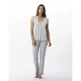 Pyjama en jersey et dentelle ANNAH 702 gris chiné