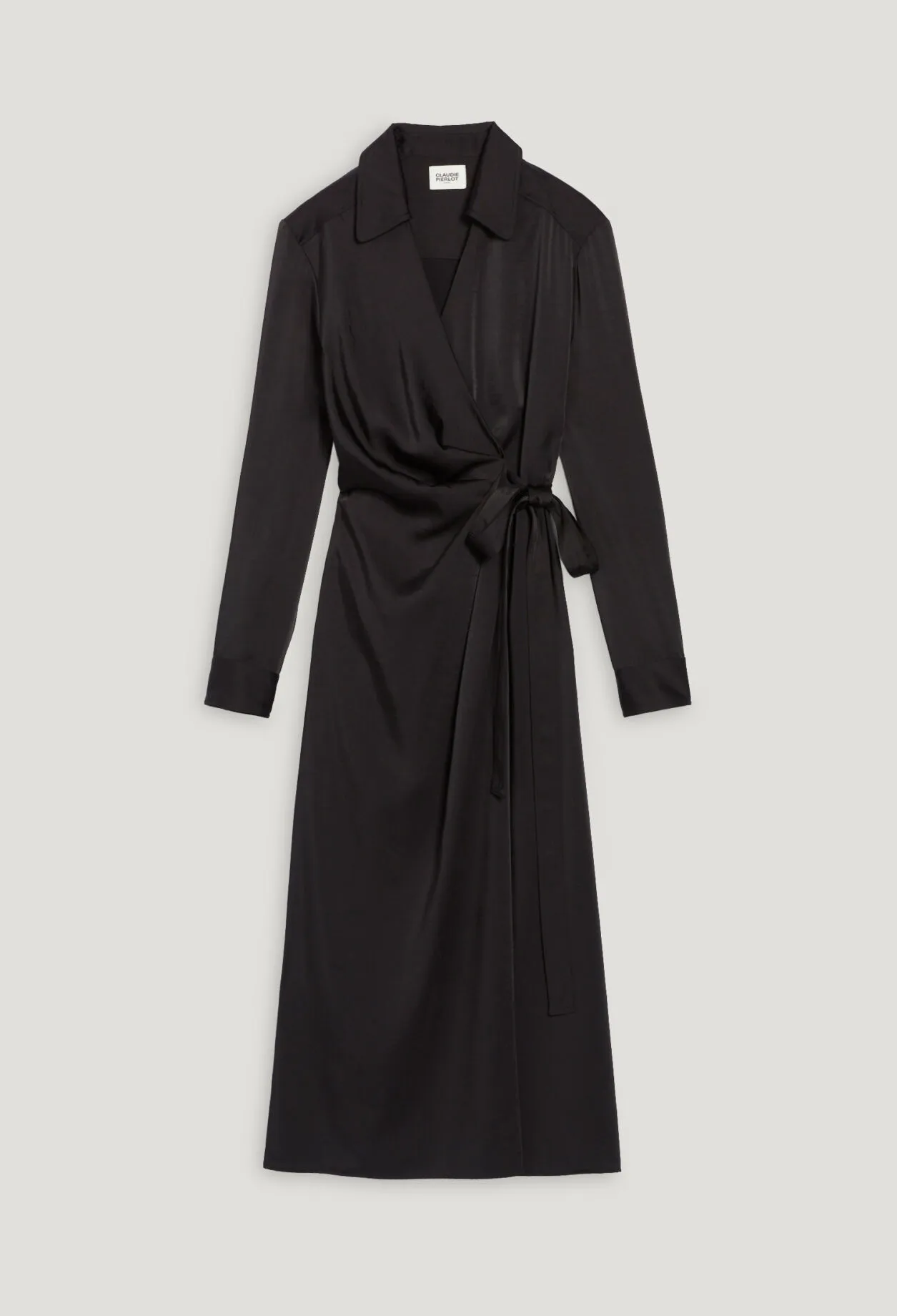 Robe midi portefeuille noire | Claudie FR