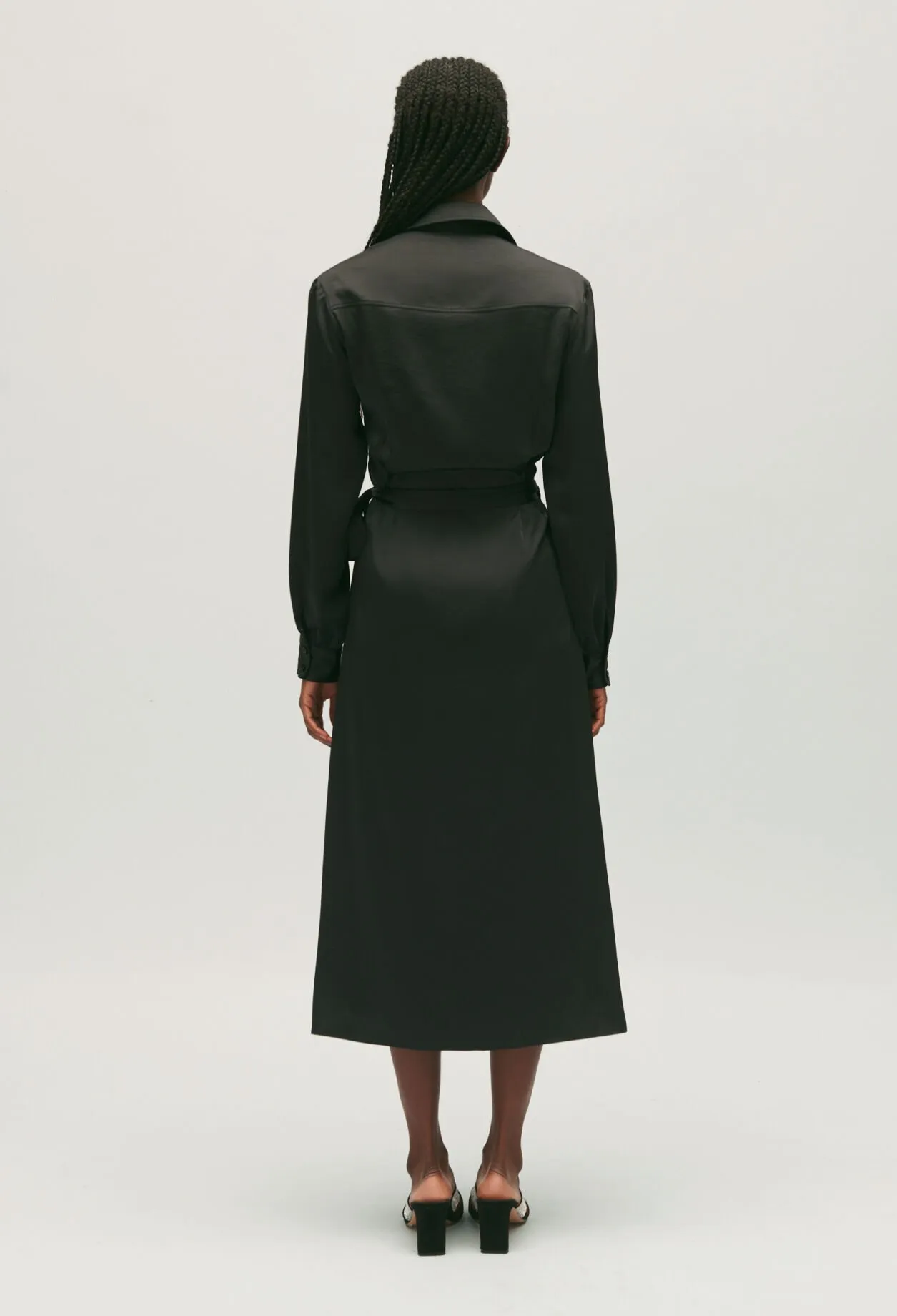 Robe midi portefeuille noire | Claudie FR