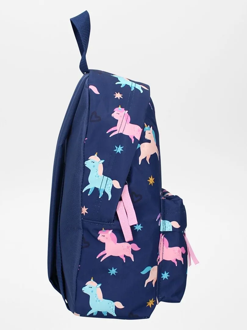 Sac à dos à imprimé Licorne - bleu