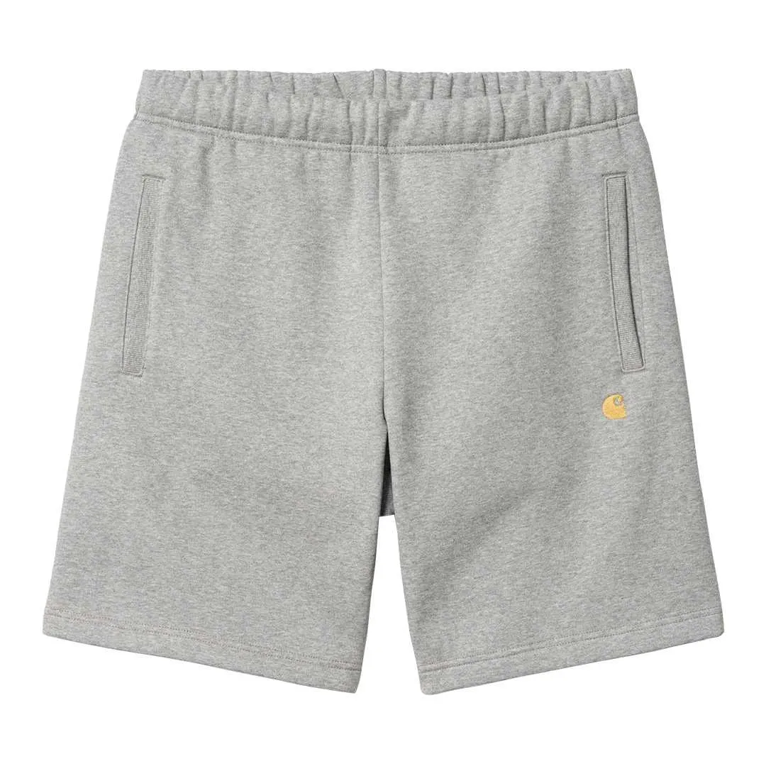 Short : CARHARTT WIP CHASE SWEAT SHORT grey heather gold - Bamboo Skateshop