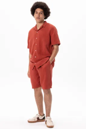 Short en mousseline - rouge foncé