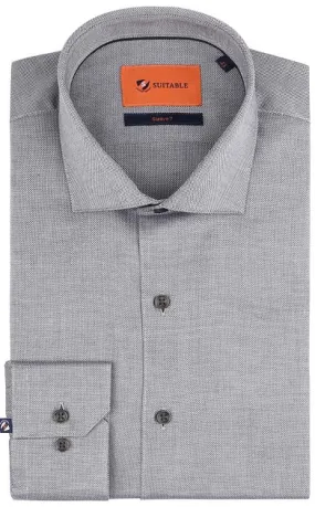 Suitable Chemise Dobby Point à Manches Extra Longues Gris S