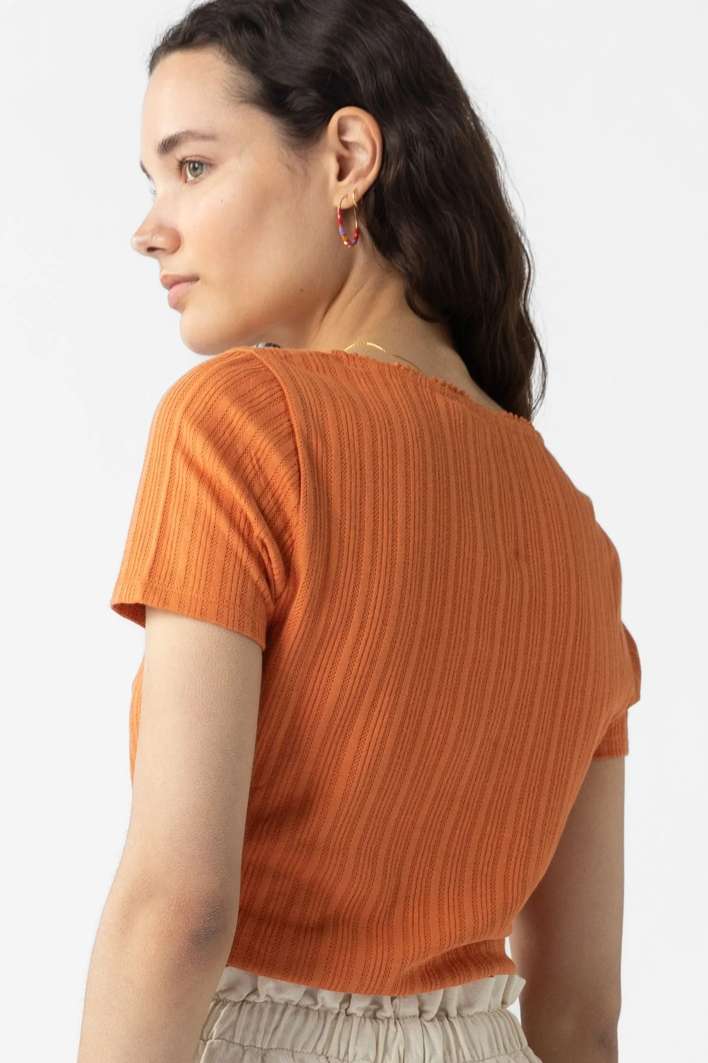 T-shirt en jersey côtelé - orange