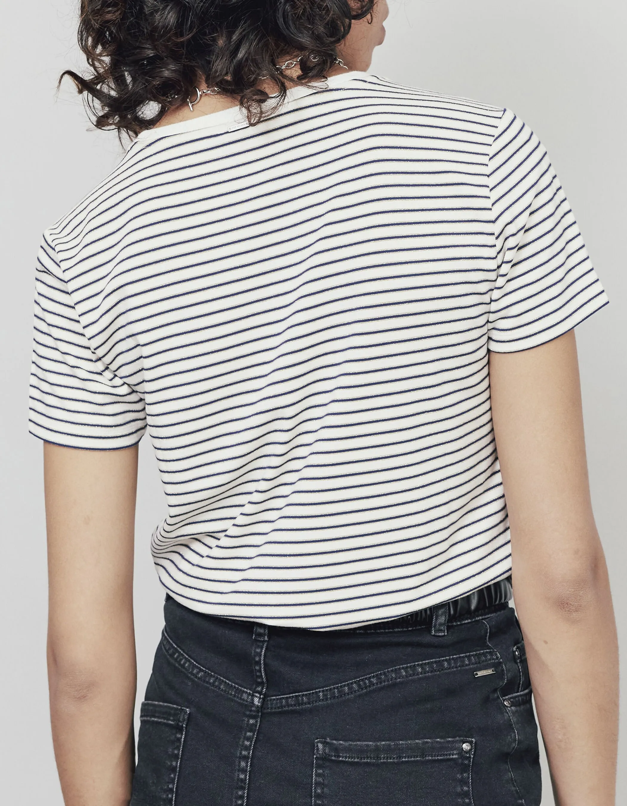 Tee-shirt en jersey motif marinière et message femme