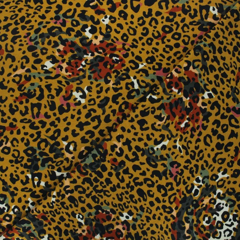 Tissu jersey Animaflor - ocre