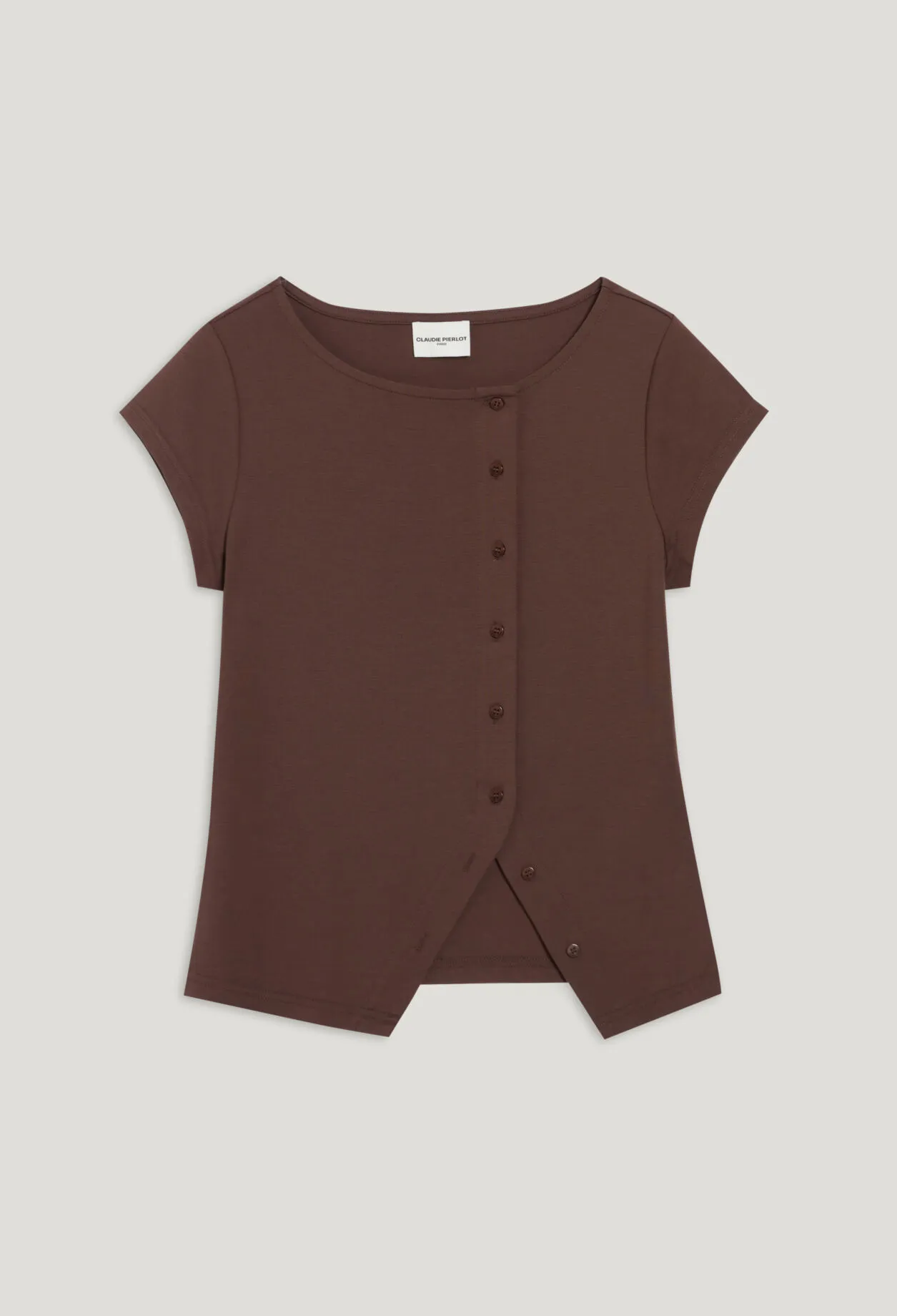 Top boutonné asymétrique noir | Claudie FR