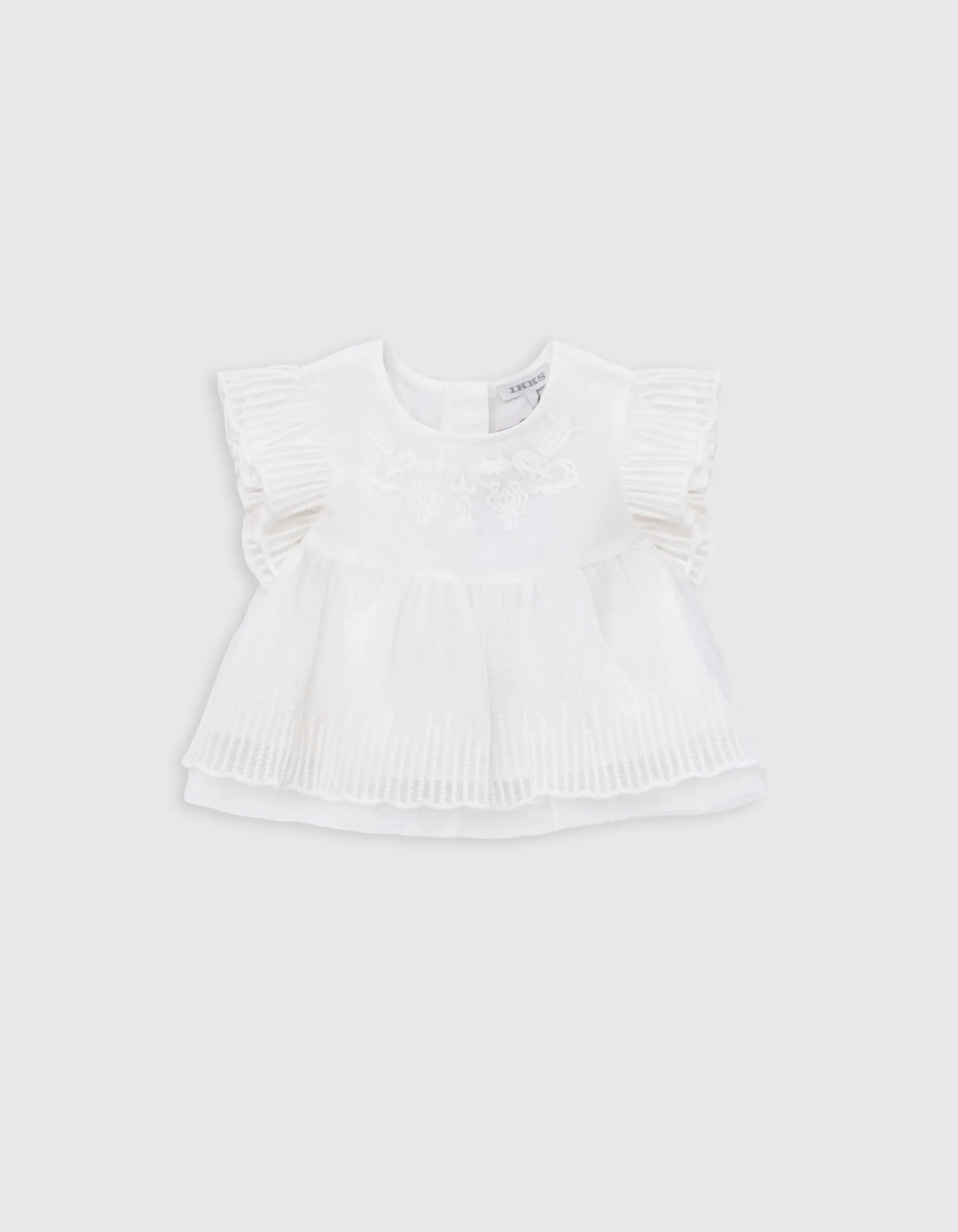 Top cérémonie écru tulle brodé bébé fille