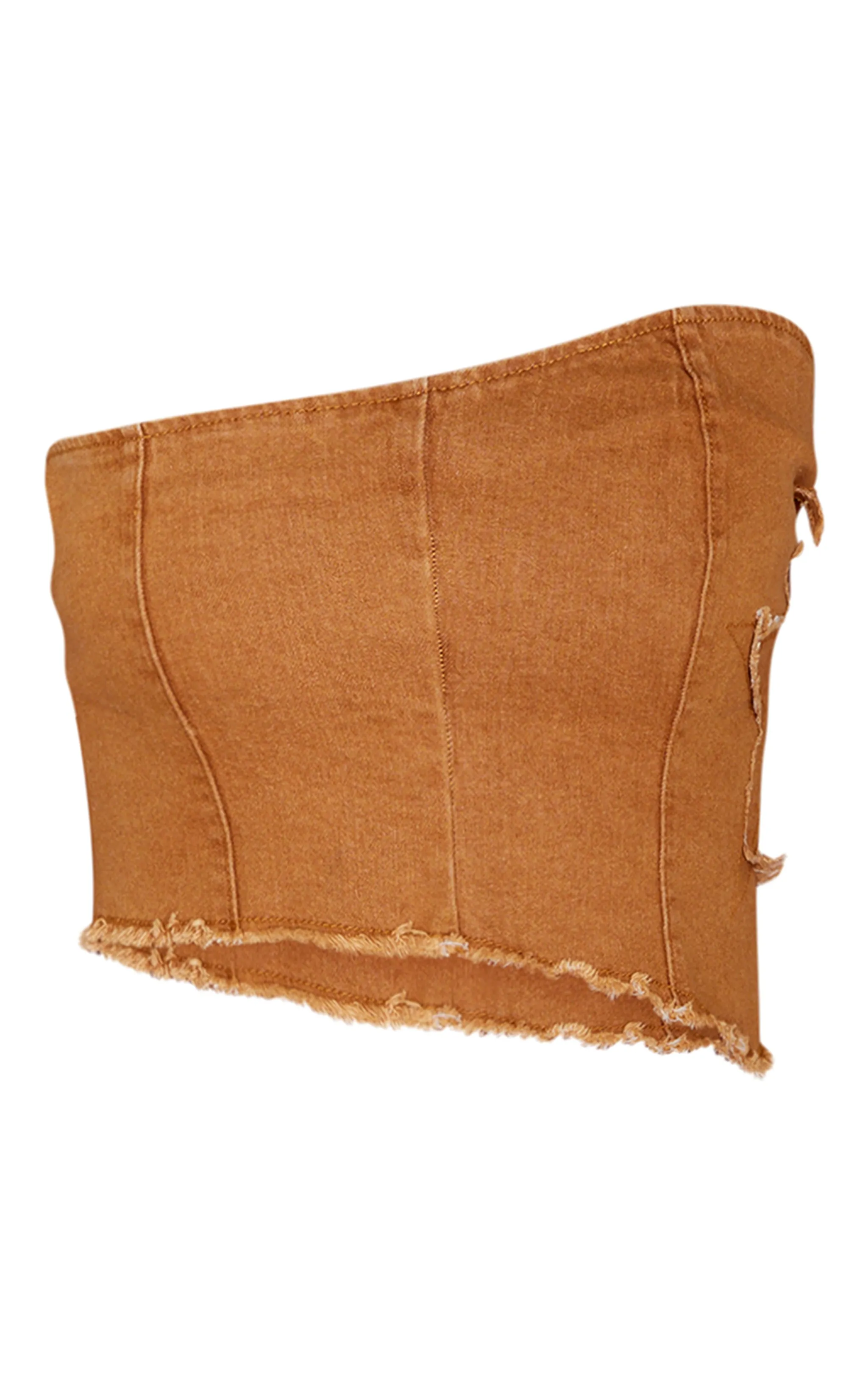 Top corset moulant marron délavé à détail étoile
